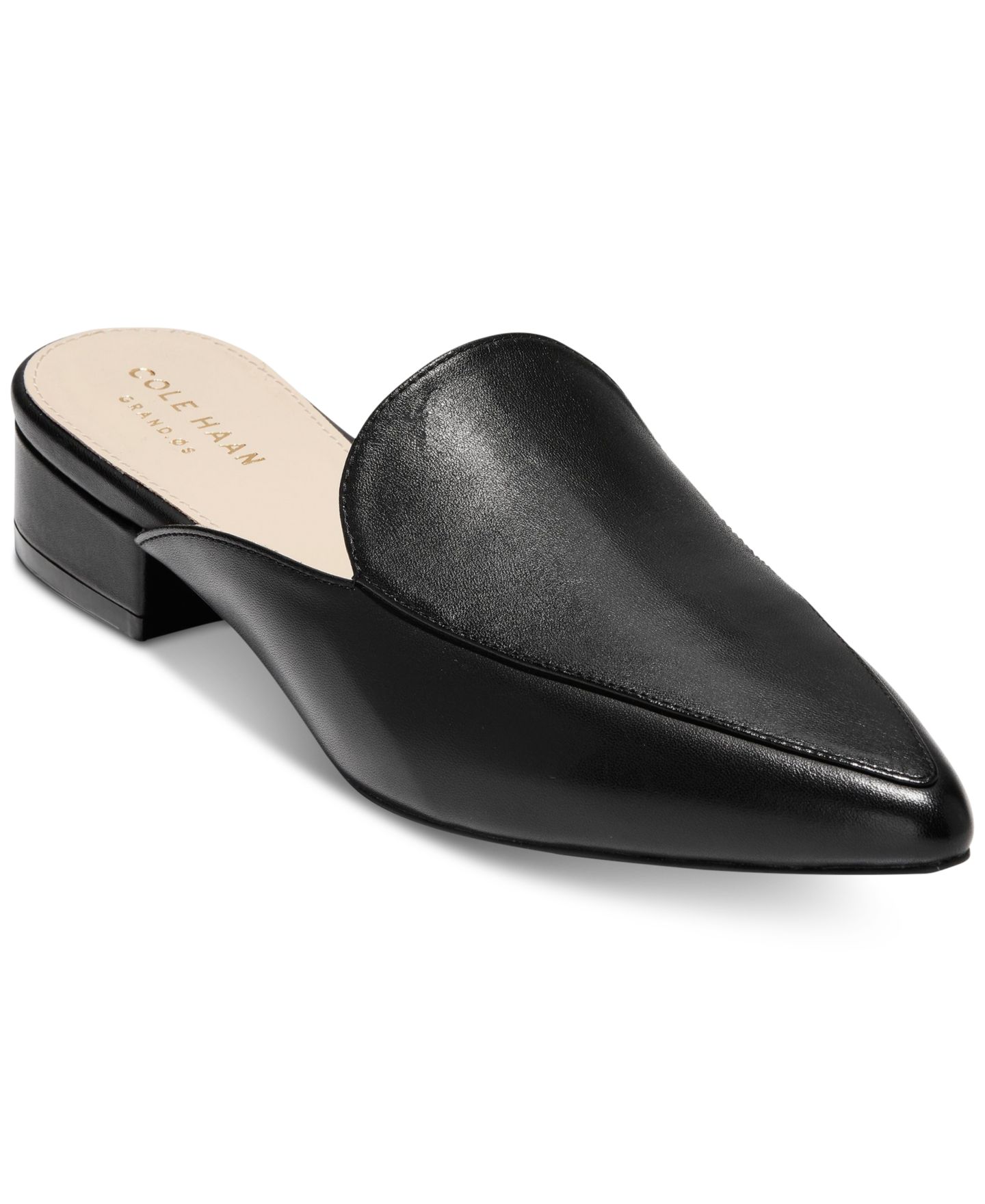Женские сабо Cole Haan Piper Leather Pointed-Toe Mules, цвет: Чёрный кожаный — фото 1