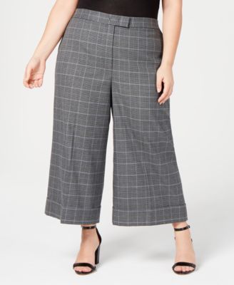 Anne Klein Plus Size Plaid Cropped Pants