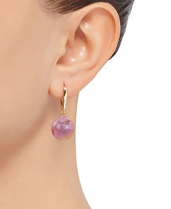 Macy's - Cultured Pink Ming Pearl (12-14mm) Drop Earrings in 14k Gold