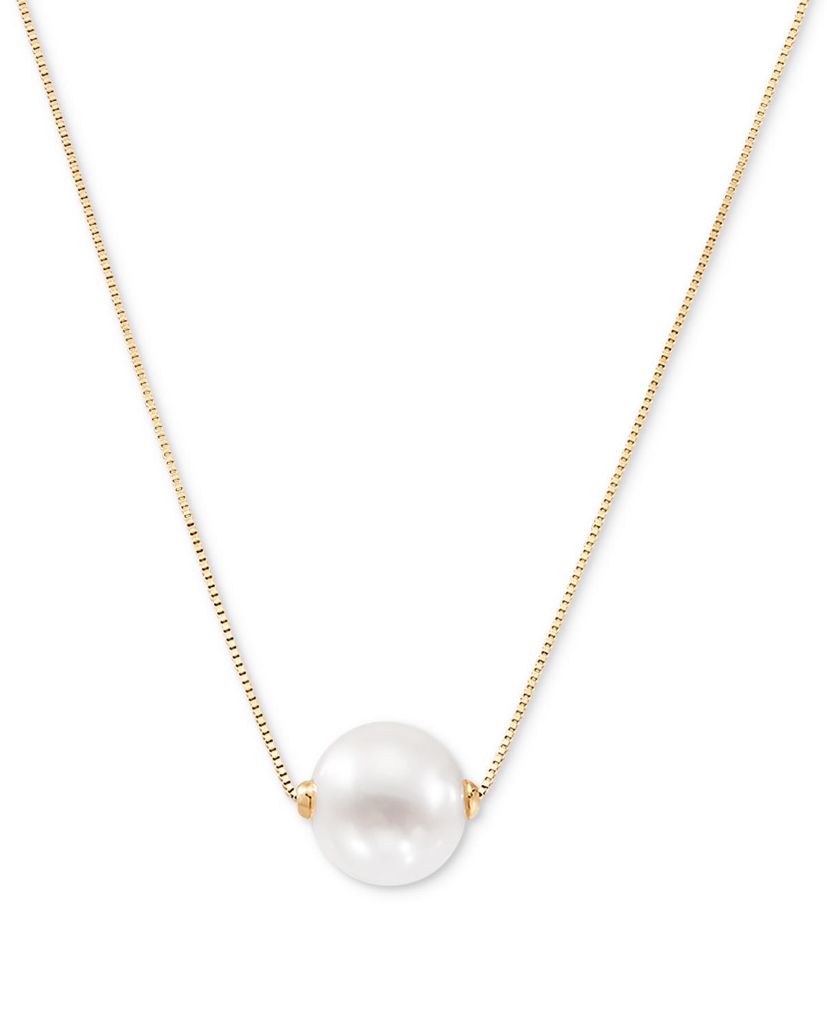 Cultured Freshwater Pearl (8-1/2mm) 18" Pendant Necklace in 14k Gold (Also in Pink Cultured Freshwater Pearl) - Rose Gold