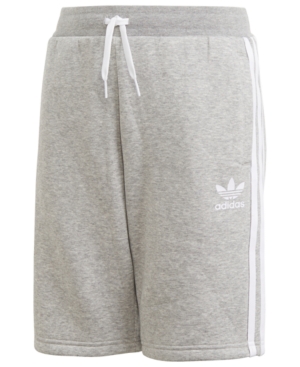 Adidas Originals Boy's Adidas Kids' Originals 3-stripes Fleece Shorts In Medium Grey