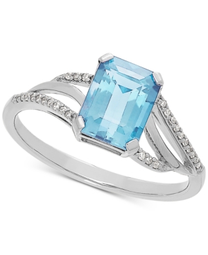 image of Aquamarine (1-3/8 ct. t.w.) & Diamond Accent Ring in 14k White Gold