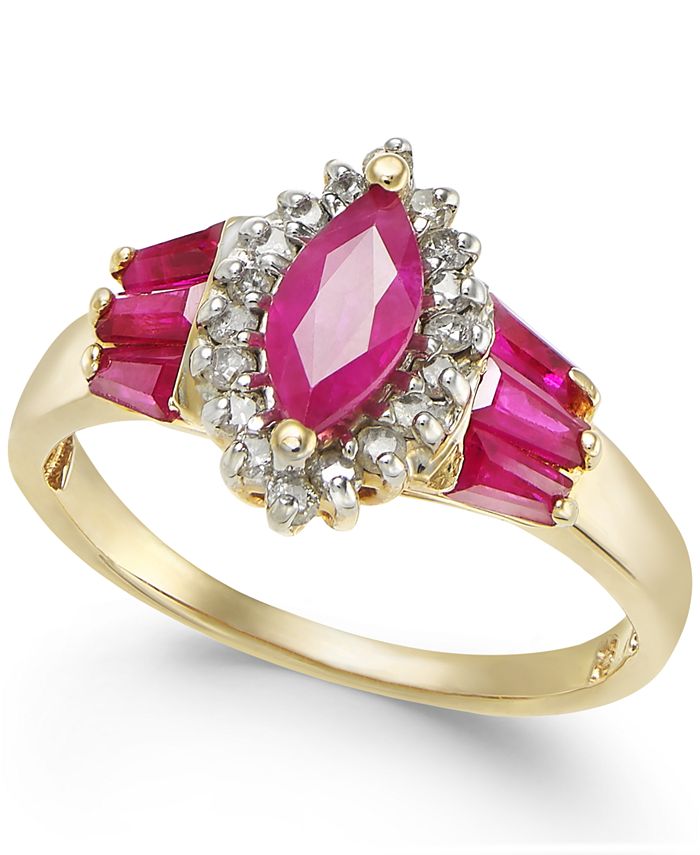 Macy's Ruby (1-1/2 ct. t.w.) & Diamond (1/5 ct. t.w.) Ring in 14k Gold ...