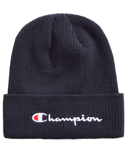Champion Men's Cuffed Ribbed-Knit Beanie & Reviews - All Accessories ...