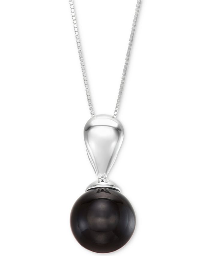 Macy's - 2-Pc. Set Onyx (10 & 12mm) Pendant Necklace and Matching Stud Earrings in Sterling Silver