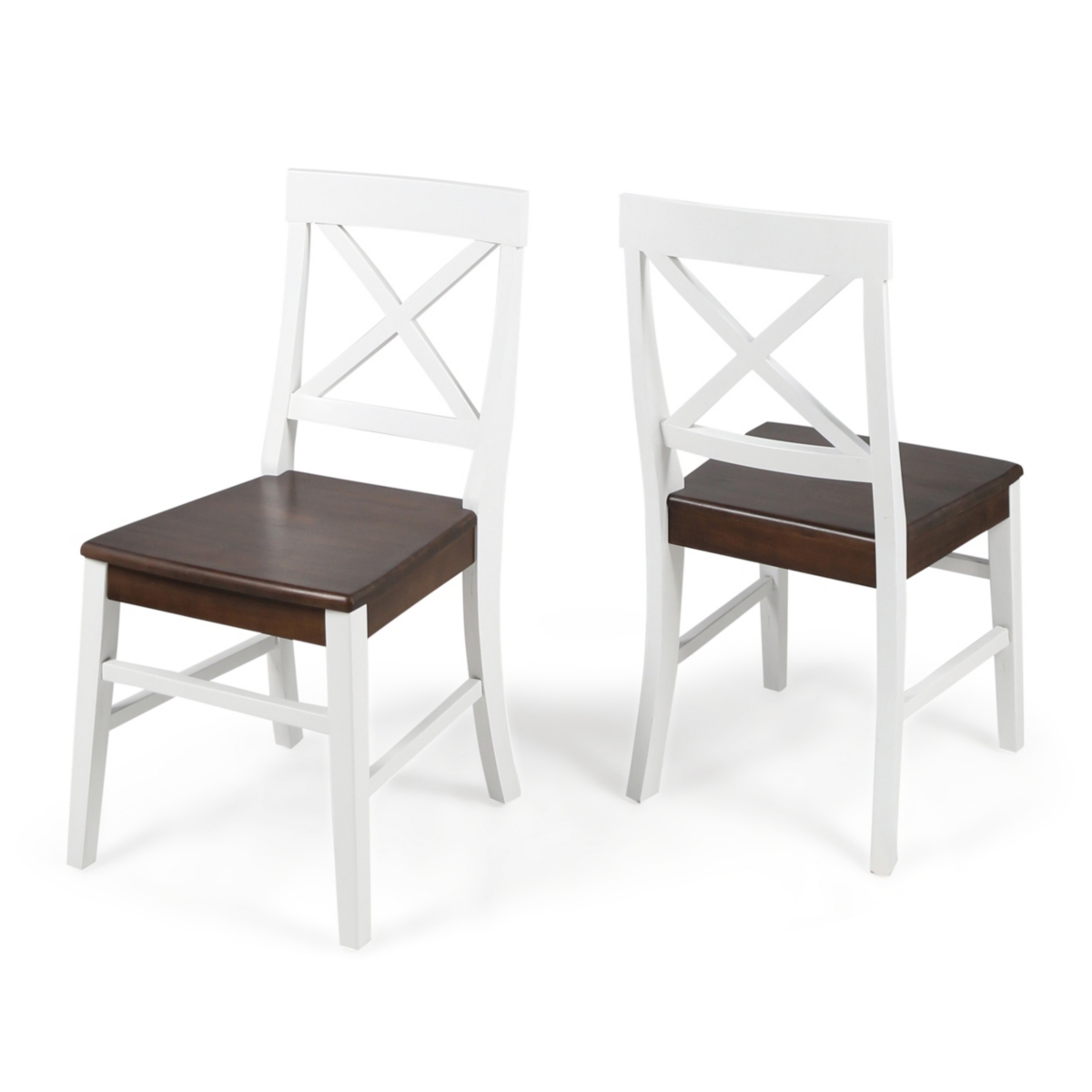 Noble House Roshan Dining Chairs (set Of 2) In Walnut,white