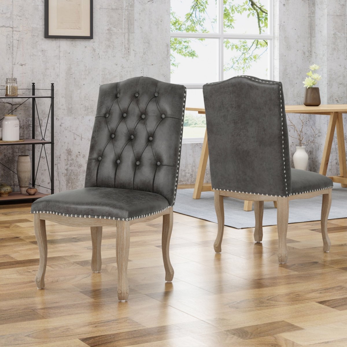 Noble House Delavan Dining Chairs (set Of 2) In Slate