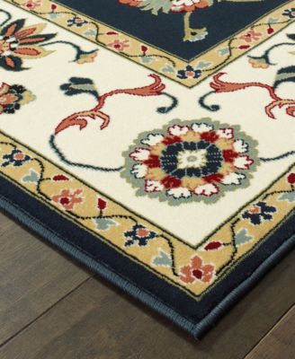 CLOSEOUT! Kashan 2336B Navy/Ivory 2'3" x 7'6" Runner Area Rug