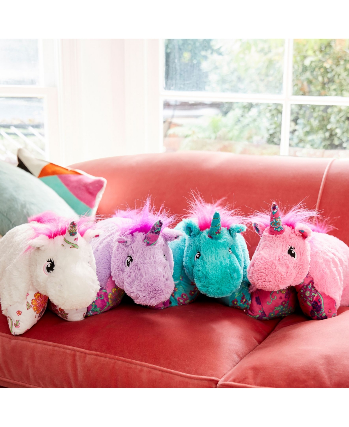 Shop Pillow Pets Colorful Unicorn Stuffed Animal Plush Toy In Pink
