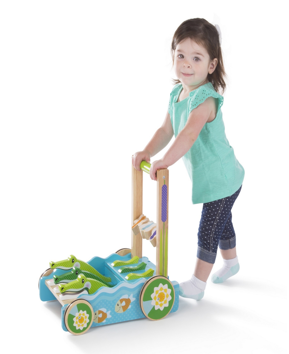 Shop Melissa & Doug First Play Chomp And Clack Alligator Wooden Push Toy And Activity Walker In Multi