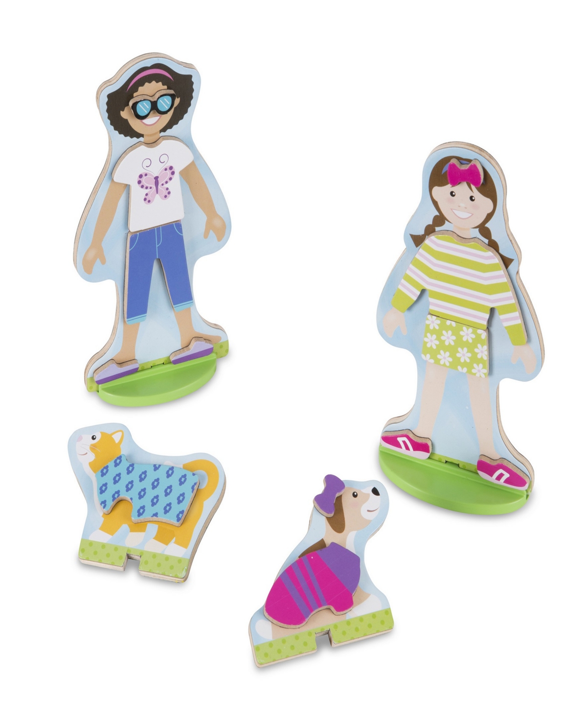 Melissa & Doug Best Friends Magnetic Dress-up Wooden Dolls Pretend Play Set (78 Pcs) In Multi