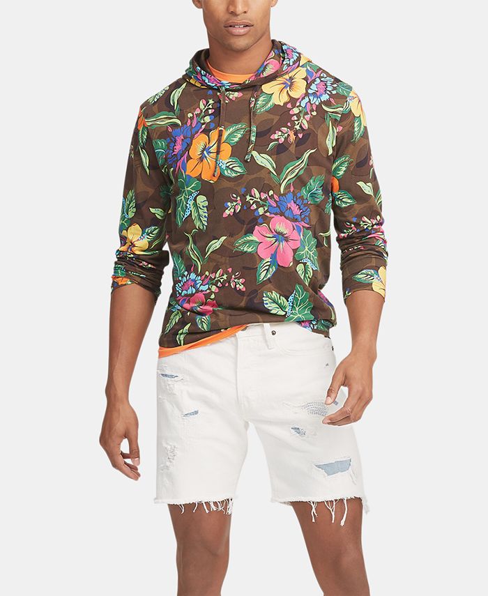 Polo Ralph Lauren Men's Cotton Floral Print Hoodie Blue Size XS
