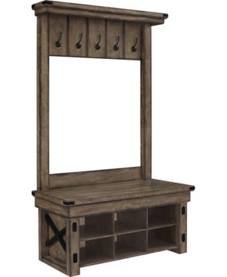 Ameriwood Home - Broadmore Wood Veneer Entryway Hall Tree with Storage Bench
