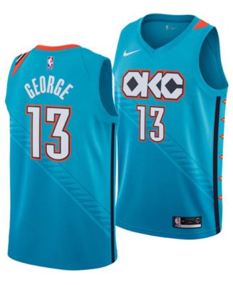 Men's Oklahoma City Thunder Paul George Nike Orange 2018/19 Swingman Jersey  - Earned Edition