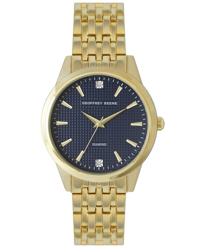 Geoffrey Beene Navy Embossed Dial Genuine Diamond Bracelet Watch Macy s