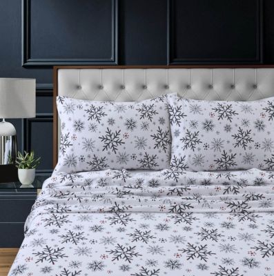 Holiday Print Heavyweight Flannel Extra Deep Pocket Sheet Set, King