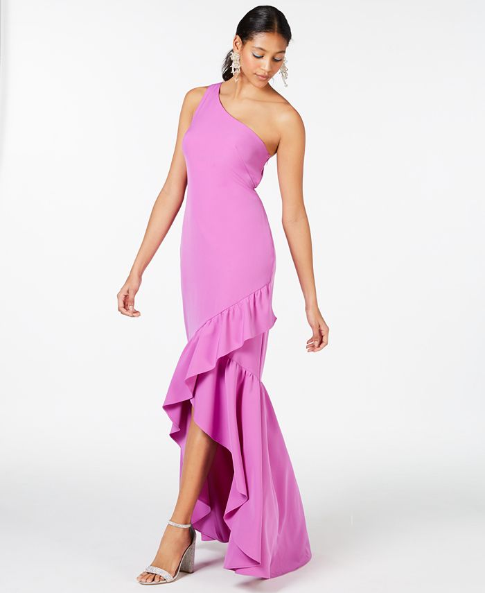 Vince Camuto One Shoulder Ruffle Gown Macy s