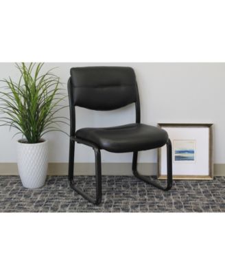 Leather Sled Base Side Chair W/ Arms