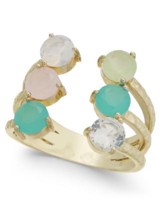 INC International Concepts - Gold-Tone Crystal Triple-Row Open Ring