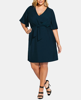 City Chic Plus Size Knot-Front Dress, Created For Macy's - Macy's
