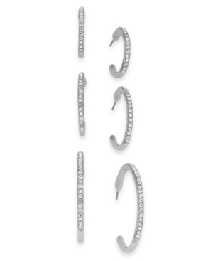 image of Inc 3-Pc. Set Pave Hoop Extra Small Earrings, Created for Macy-s