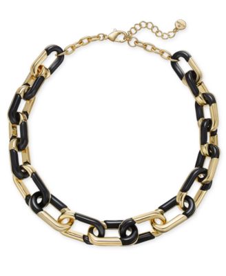 Photo 1 of Alfani Gold-Tone & Black Acrylic Large Link Necklace, 20" + 2" extender, 