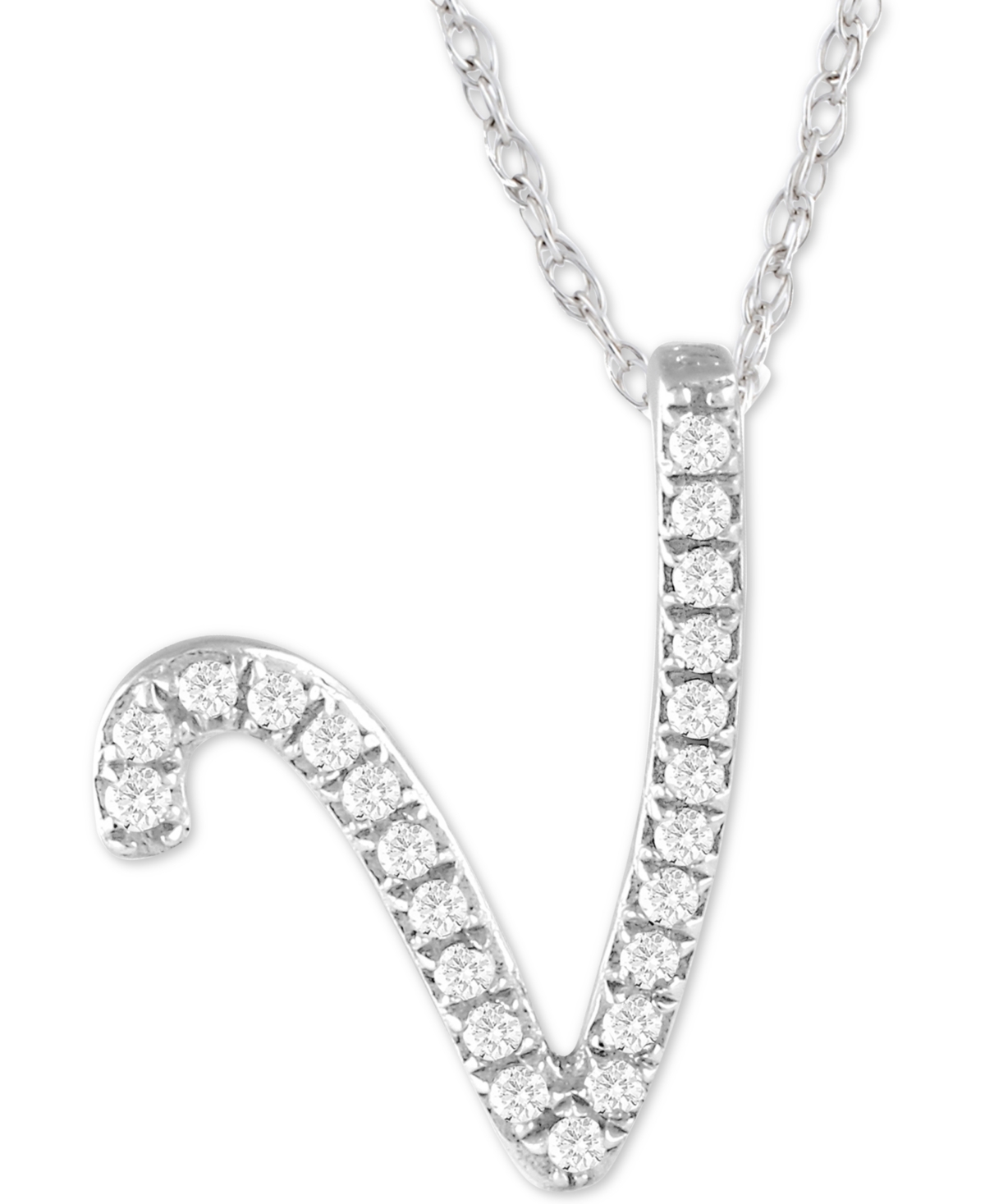 Diamond Initial Pendant Necklace (1/10 ct. t.w.) in Sterling 16