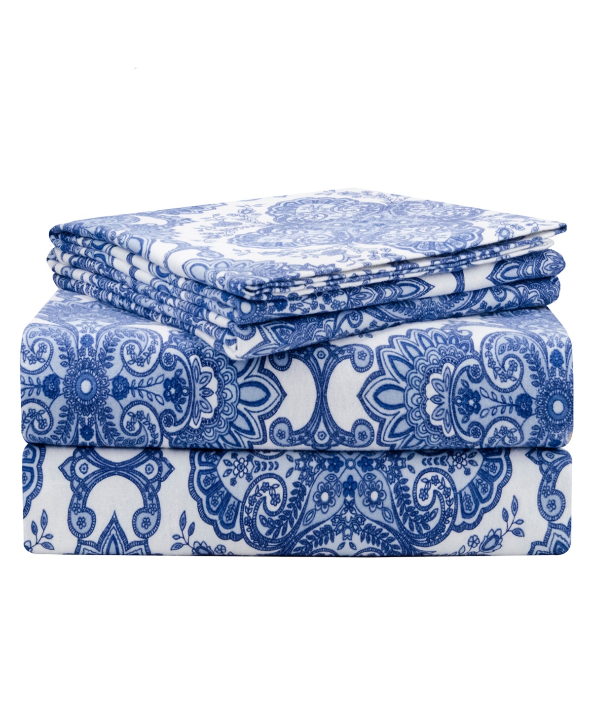Pointehaven Alpine Blue Luxury Weight Flannel Sheet Set, Full