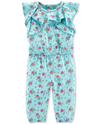 Carter's - Baby Girls Floral-Print Cotton Coverall
