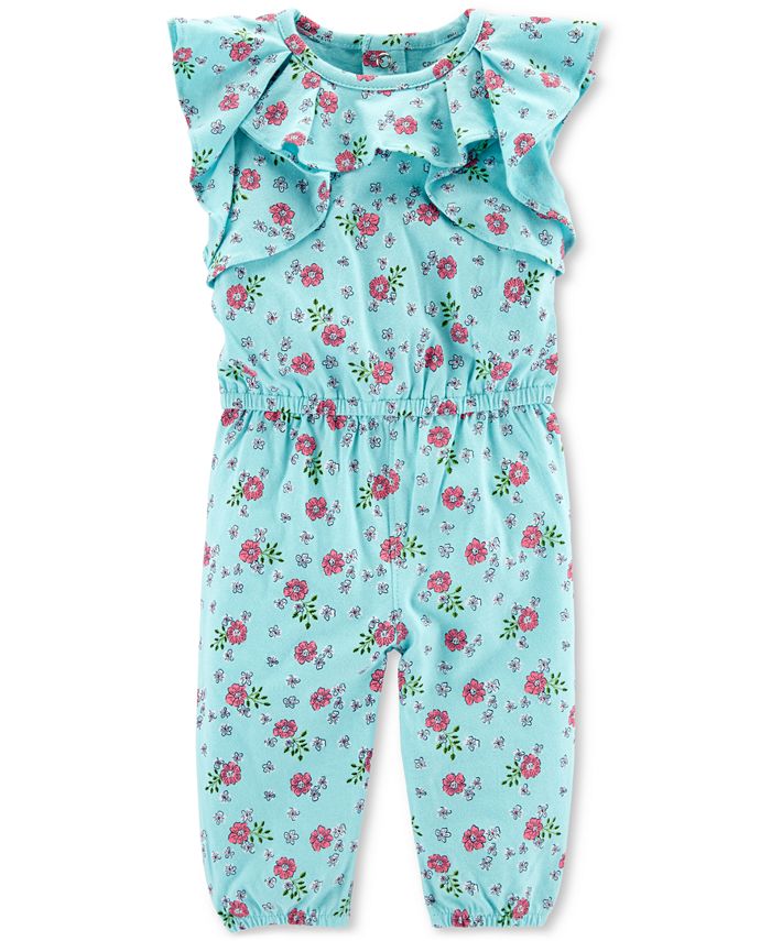 Carter's Baby Girls Floral-Print Cotton Coverall - Macy's