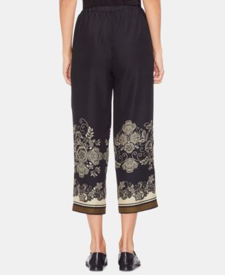 Vince Camuto Rich Black Printed Pull-On Pants M