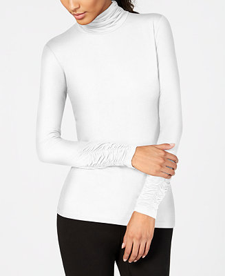 Alfani Long-Sleeve Ruched Turtleneck Top, Created for Macy's - Macy's