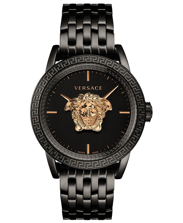 stewardess Soeverein lof Versace Men's Swiss Palazzo Empire Black Ion-Plated Stainless Steel  Bracelet Watch 43mm & Reviews - All Watches - Jewelry & Watches - Macy's