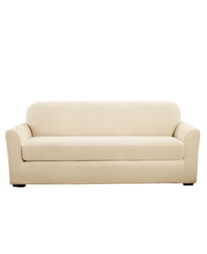 Sure Fit Stretch Pinstripe Two Piece Sofa Slipcover In Cream