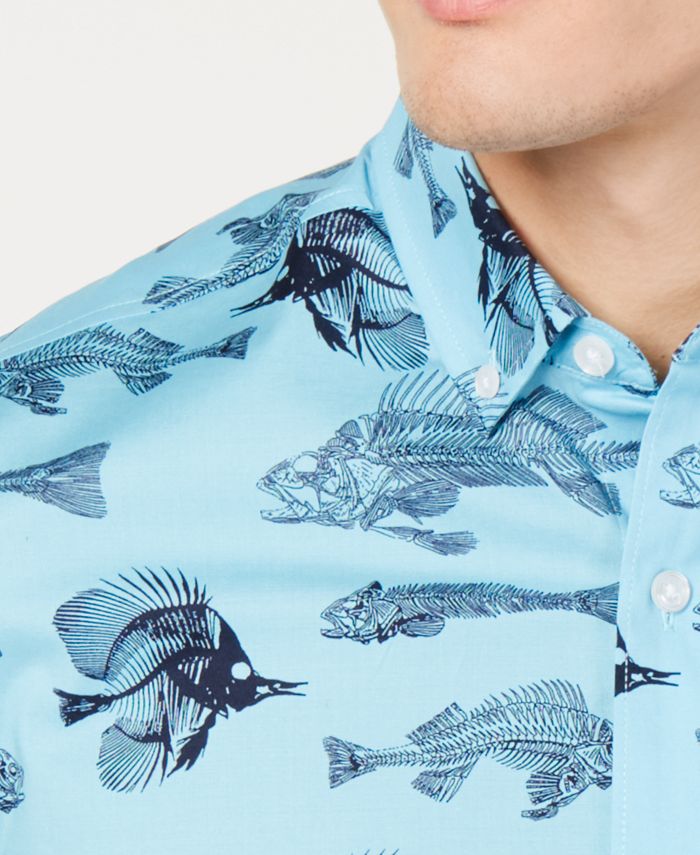Club Room Men's Bone Fish Graphic Shirt, Created for Macy's - Macy's