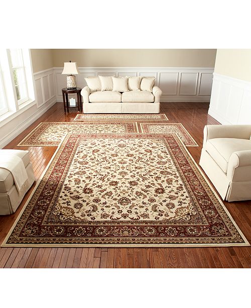 KM Home CLOSEOUT! Florence Kashan Ivory/Brick 4Pc. Rug Set & Reviews