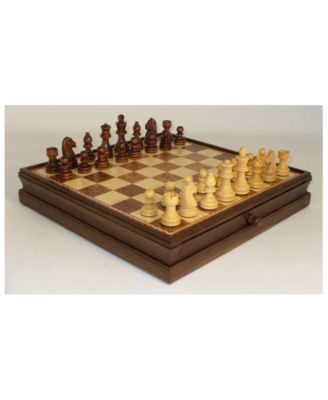 15" Walnut and Maple Drawer Chest Chess Set