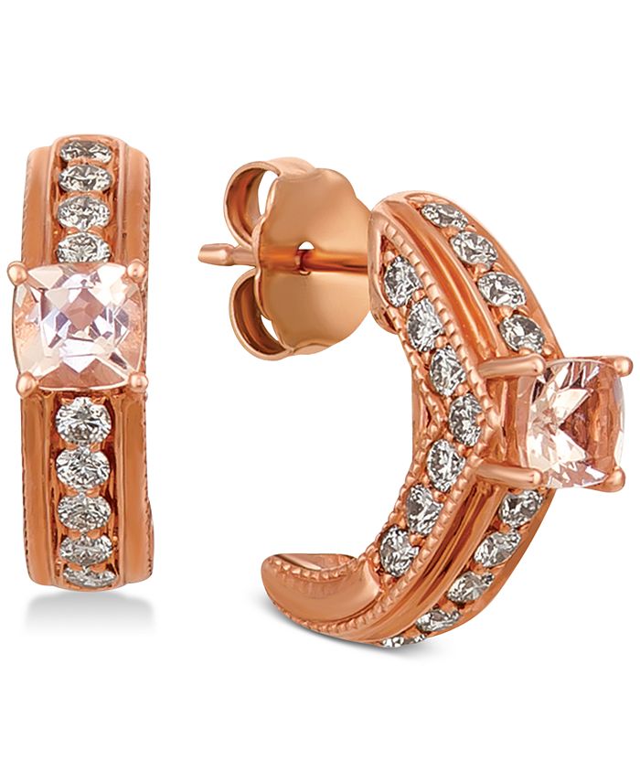 Le Vian - Peach & Nude Peach Morganite (3/8 ct. t.w.) & Nude Diamond (3/4 ct. t.w.) Hoop Earrings in 14k Rose Gold