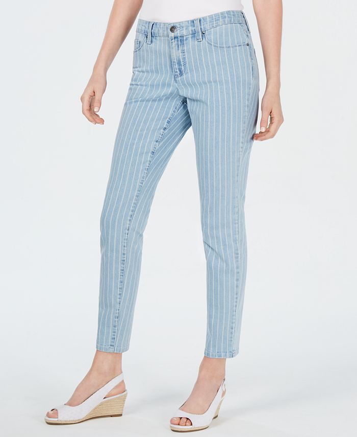 Charter Club Petite Tummy-Control Pinstriped Skinny Jeans, Created for ...