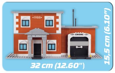 COBI Action Town Engine 13 Fire Station 330 Piece Construction Blocks Building Kit