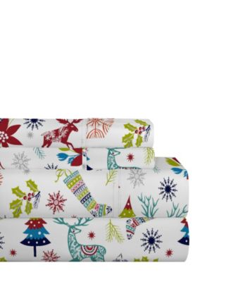 Luxury Weight Printed Cotton Flannel Sheet Set, Twin XL