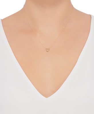 Open Heart 17" Pendant Necklace in 10k Gold