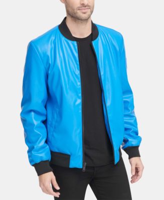 DKNY Men's Soft Faux-Leather Bomber Jacket, Created for Macy's ...