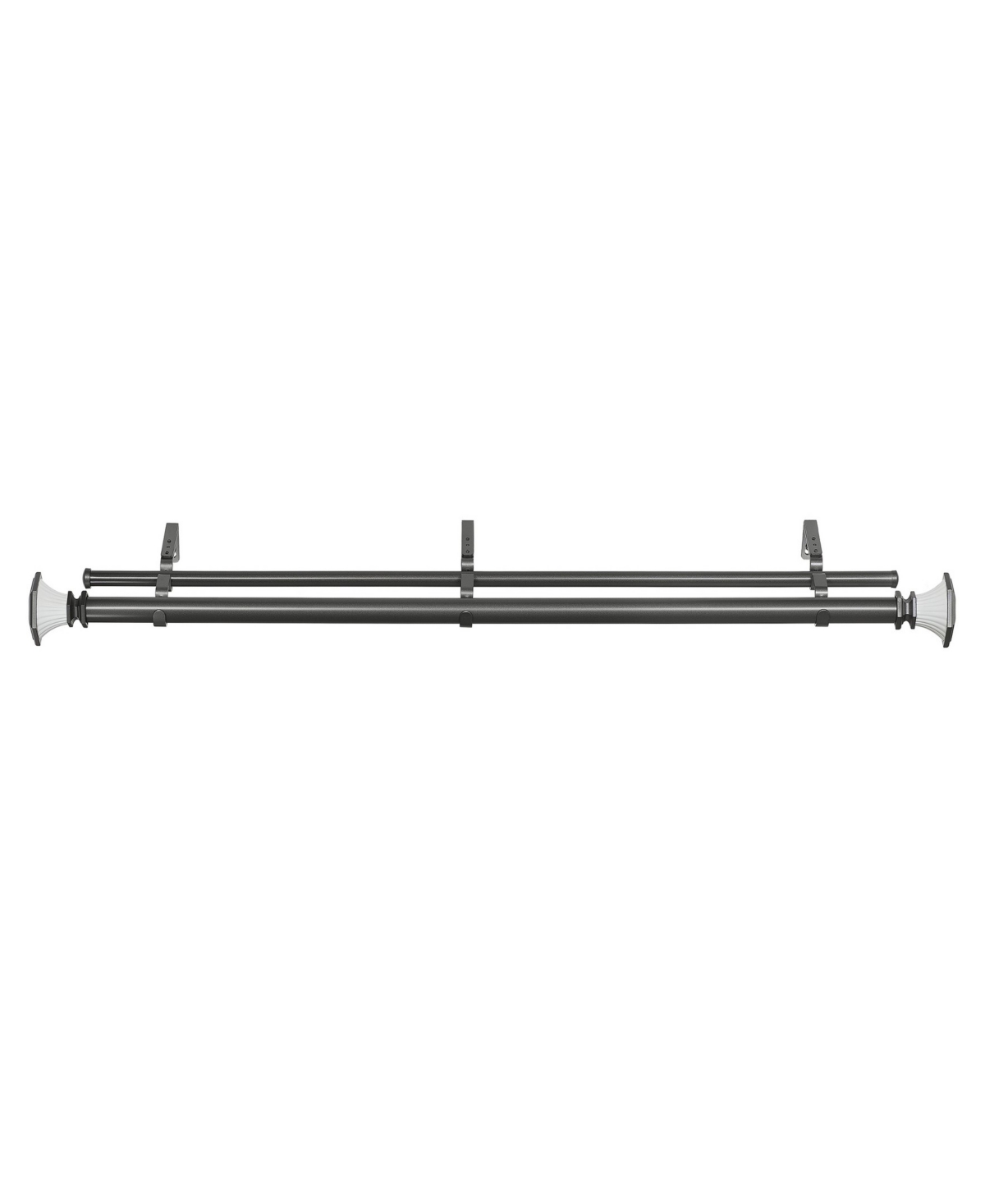 Achim Buono Ii Monet Double Decorative Rod & Finial, 72"- 144" In Grey,white