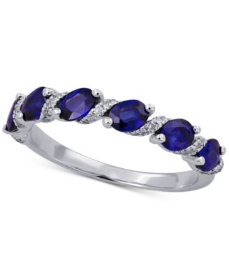 Macy's - Sapphire (1-1/4 ct. t.w.) & Diamond (1/8 ct. t.w.) Ring in 14k White Gold
