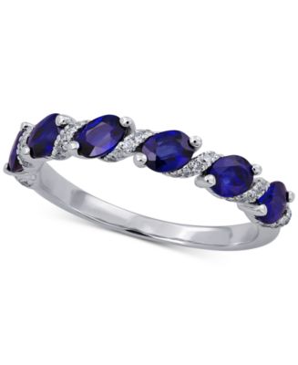 Sapphire (1-1/4 ct. t.w.) & Diamond (1/8 ct. t.w.) Ring in 14k White ...