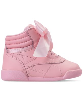 Reebok Toddler Girls' Freestyle High Top Satin Bow Casual Sneakers