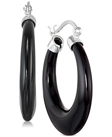 Onyx (30mm) Hoop Earrings in Sterling Silver