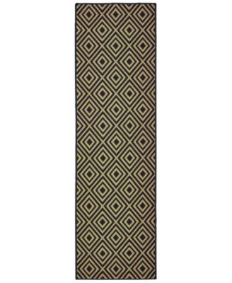 Oriental Weavers - Marina 2335K Black/Tan 2'3" x 7'6" Indoor/Outdoor Runner Area Rug