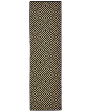 Oriental Weavers Marina 2335K Black/Tan 2'3in x 7'6in Indoor/Outdoor Runner Area Rug